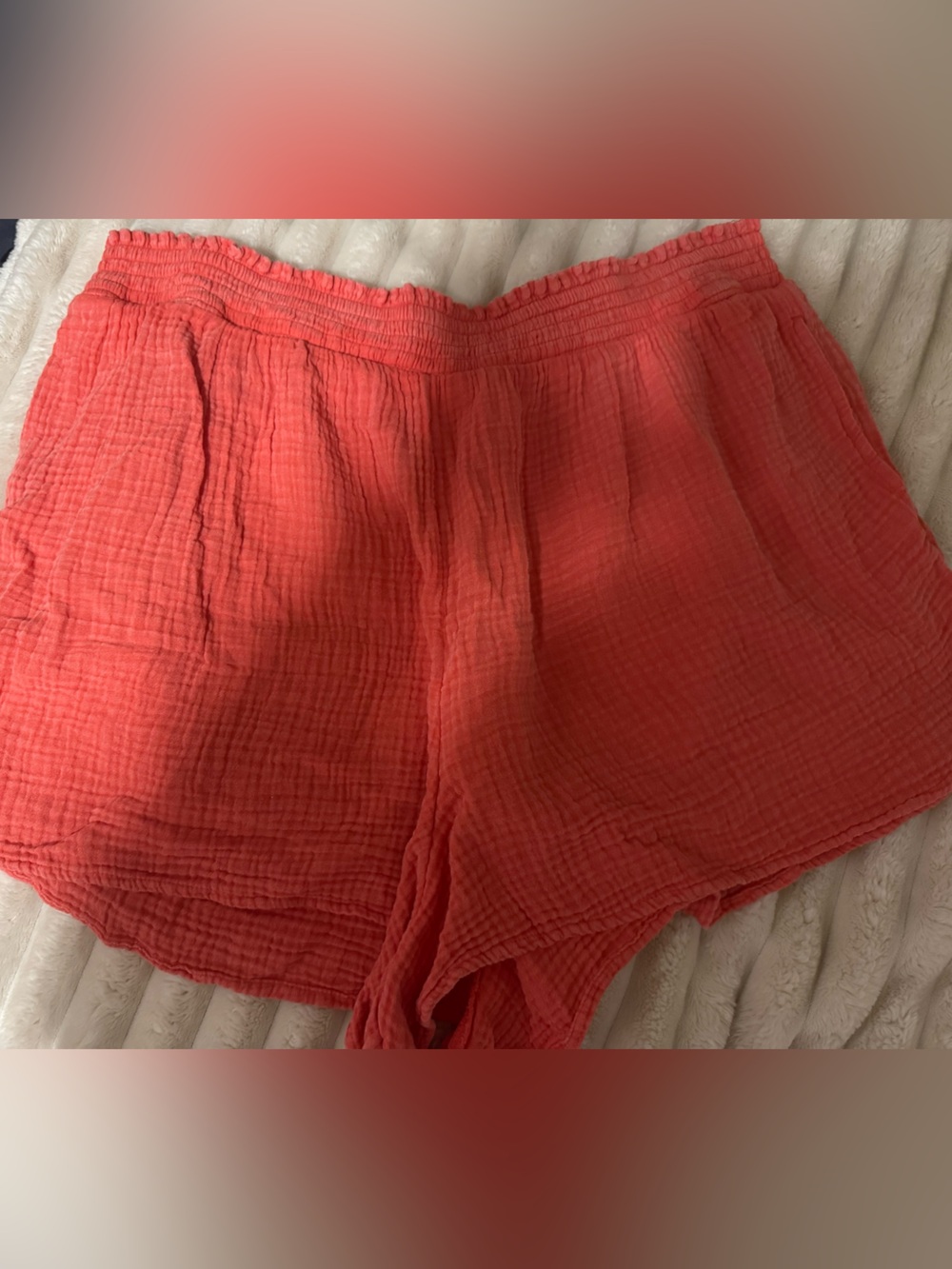 aerie Coral Gauze High Waist Lounge Shorts